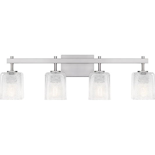 Quoizel Brenthouse 4Lt Bath Light, Nickel/Clear/Sand Spray Inside - BTH8631BN