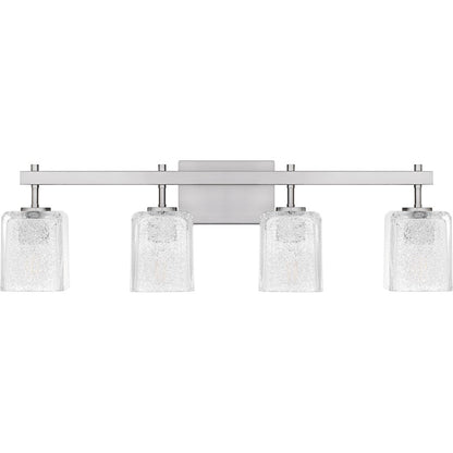 Brenthouse 4Lt Bath Light, Nickel/Clear/Sand Spray Inside