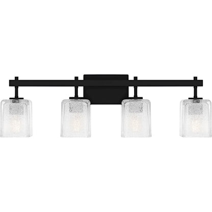 Quoizel Brenthouse 4Lt Bath Light, Black/Clear/Sand Spray Inside - BTH8631MBK