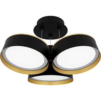 Quoizel Byrnes Light Semi-Flush Mount, Matte Black/Metal - BYS1719MBK