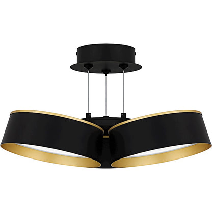 Byrnes Light Semi-Flush Mount, Matte Black/Metal