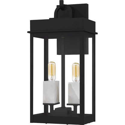 Carmen 2Lt 16" Outdoor Lantern, Black/Clear/Tempered Panel