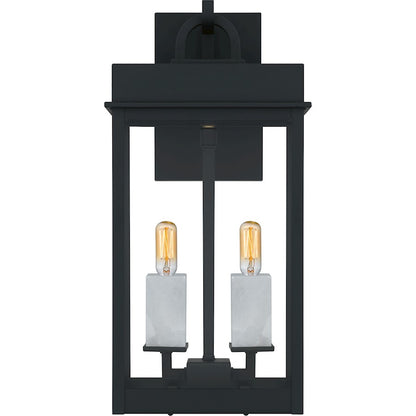 Carmen 2Lt 16" Outdoor Lantern, Black/Clear/Tempered Panel