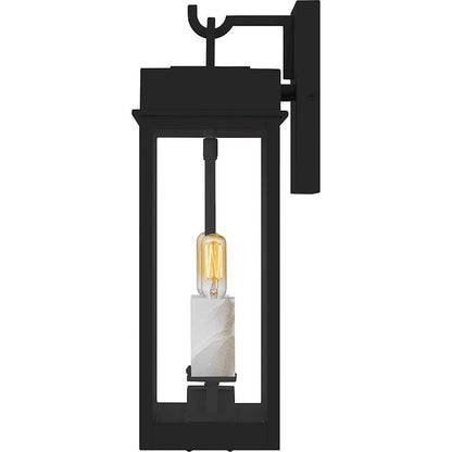 Carmen 2Lt 16" Outdoor Lantern, Black/Clear/Tempered Panel