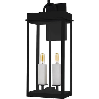 Carmen 2Lt 22" Outdoor Lantern, Black/Clear/Tempered Panel