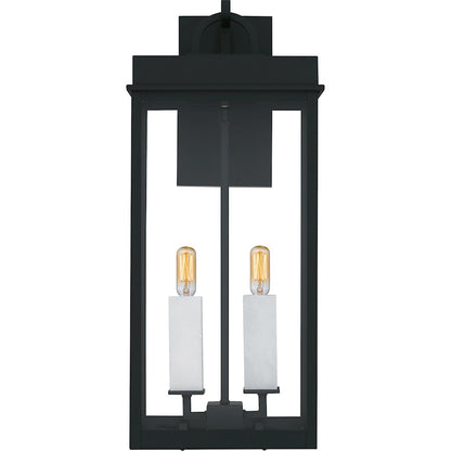 Carmen 2Lt 22" Outdoor Lantern, Black/Clear/Tempered Panel
