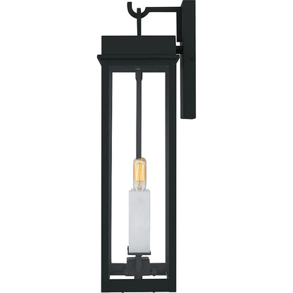 Carmen 2Lt 22" Outdoor Lantern, Black/Clear/Tempered Panel