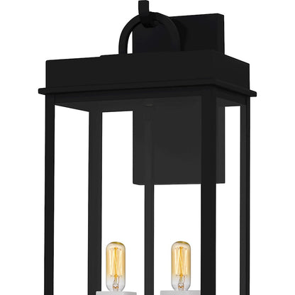 Carmen 2Lt 22" Outdoor Lantern, Black/Clear/Tempered Panel