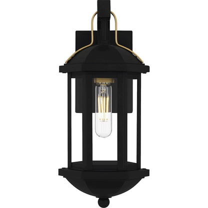Crestfield 1Light Outdoor Lantern, Matte Black/Clear Glass