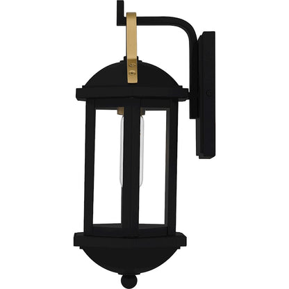 Crestfield 1Light Outdoor Lantern, Matte Black/Clear Glass