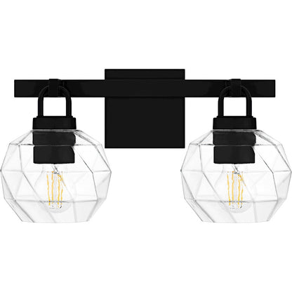 Celina 2Light Bath Light, Matte Black/Clear Faceted Glass