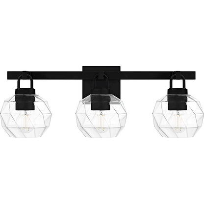 Quoizel Celina 3Light Bath Light, Matte Black/Clear Faceted Glass - CIA8624MBK