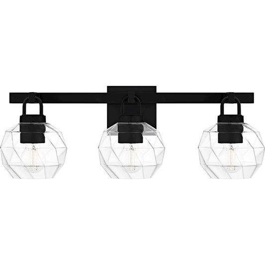 Quoizel Celina 3Light Bath Light, Matte Black/Clear Faceted Glass - CIA8624MBK