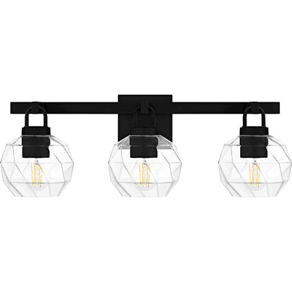 Celina 3Light Bath Light, Matte Black/Clear Faceted Glass