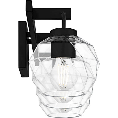 Celina 3Light Bath Light, Matte Black/Clear Faceted Glass