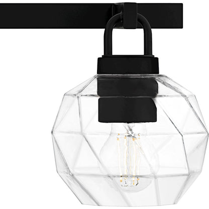Celina 3Light Bath Light, Matte Black/Clear Faceted Glass