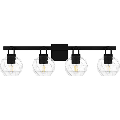 Celina 4Light Bath Light, Matte Black/Clear Faceted Glass