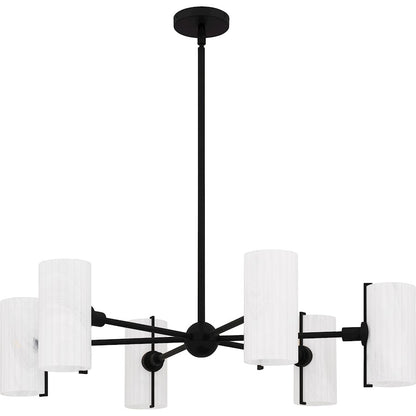 Curran 6Lt Chandelier, Black/Clear Ribbed Swirl