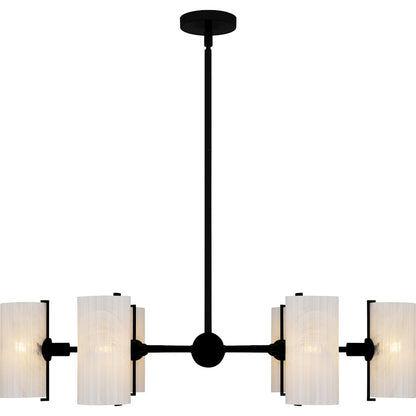 Curran 6Lt Chandelier, Black/Clear Ribbed Swirl