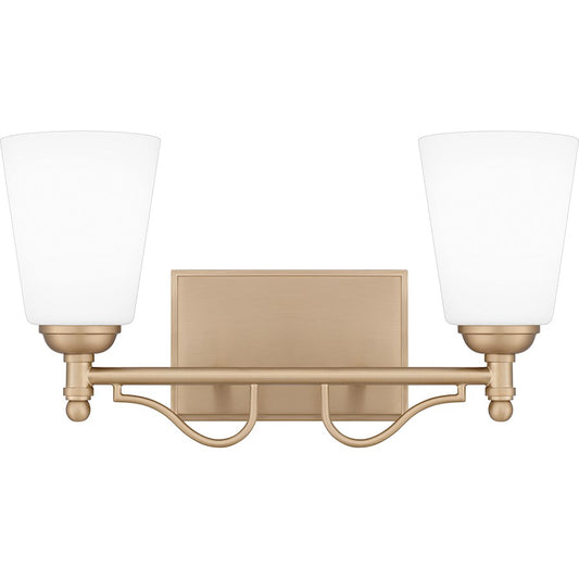 Quoizel Esther 2 Light Bath Light, Bronze Gold/Opal Etched Glass - ESR8616BGD