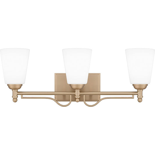 Quoizel Esther 3 Light Bath Light, Bronze Gold/Opal Etched Glass - ESR8623BGD