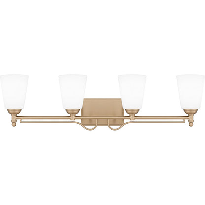 Quoizel Esther 4 Light Bath Light, Bronze Gold/Opal Etched Glass - ESR8632BGD