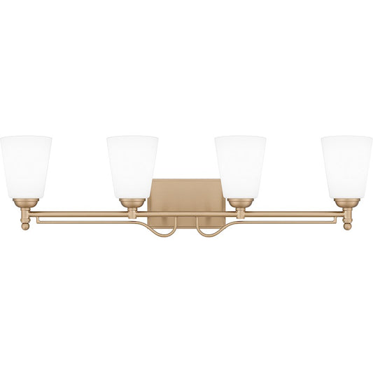 Quoizel Esther 4 Light Bath Light, Bronze Gold/Opal Etched Glass - ESR8632BGD