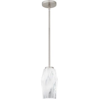 Quoizel Fogel 1 Light Mini Pendant, Brushed Nickel/Marble Glass - FOG1505BN