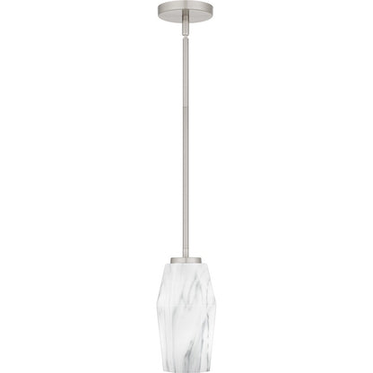 Fogel 1 Light Mini Pendant, Brushed Nickel/Marble Glass