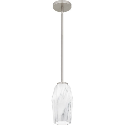 Fogel 1 Light Mini Pendant, Brushed Nickel/Marble Glass