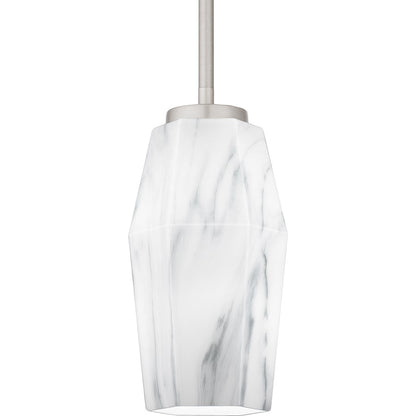 Fogel 1 Light Mini Pendant, Brushed Nickel/Marble Glass