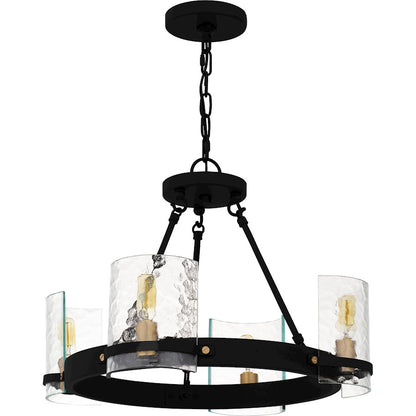 Gloucester 4Lt Chandelier, Black/Clear Hammered