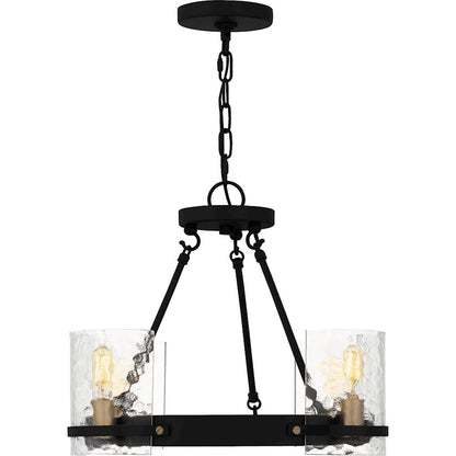 Gloucester 4Lt Chandelier, Black/Clear Hammered