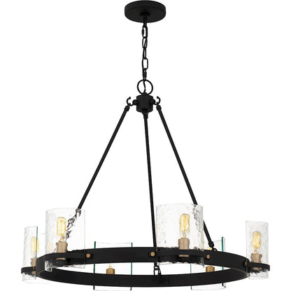 Quoizel Gloucester 6Lt Chandelier, Black/Clear Hammered - GLC5028MBK