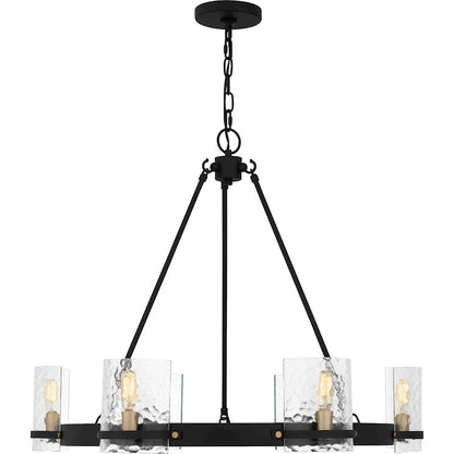 Gloucester 6Lt Chandelier, Black/Clear Hammered