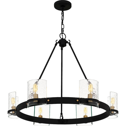 Gloucester 6Lt Chandelier, Black/Clear Hammered