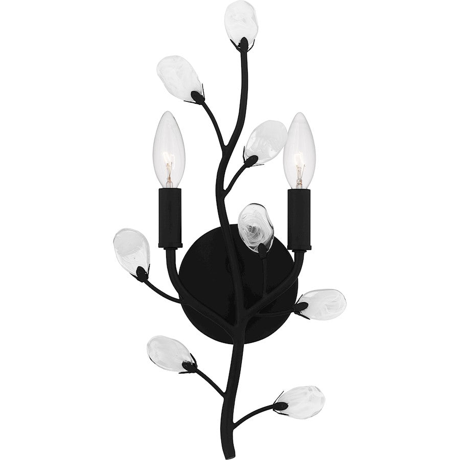 Quoizel Heiress 2 Light Wall Sconce, Matte Black - HEI8709MBK