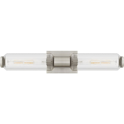 Hawes 2Light Bath Light, Brushed Nickel/Clear Ribbed Glass