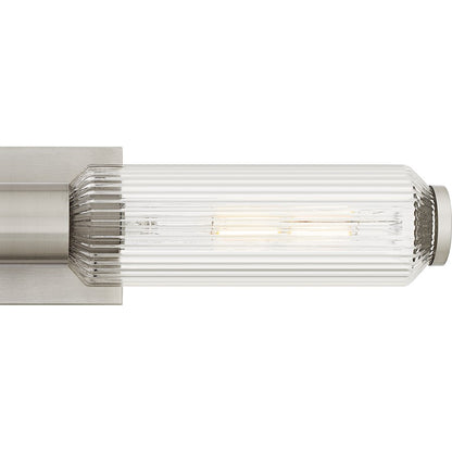 Hawes 2Light Bath Light, Brushed Nickel/Clear Ribbed Glass