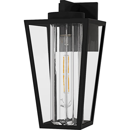 Jett 1Lt 14" Outdoor Lantern, Black/Clear/Ribbed/Clear