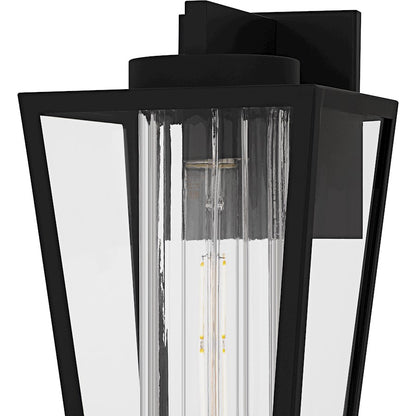 Jett 1Lt 14" Outdoor Lantern, Black/Clear/Ribbed/Clear