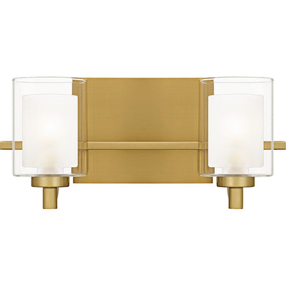 Quoizel Kolt 2Lt Bath Light, Gold/Clear /Sandblasted Interior - KLT8602BRGLED