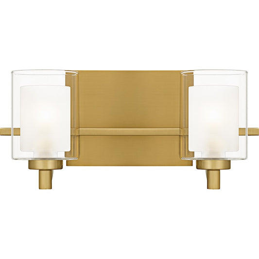 Quoizel Kolt 2Lt Bath Light, Gold/Clear /Sandblasted Interior - KLT8602BRGLED