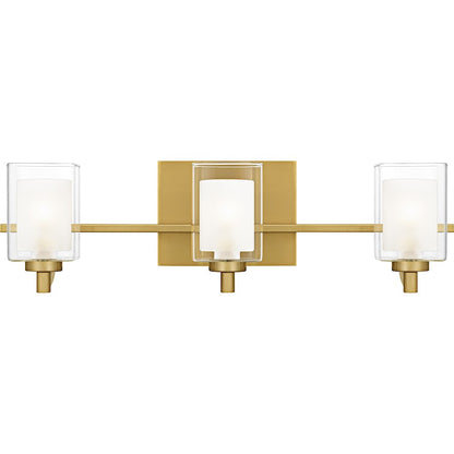 Quoizel Kolt 3Lt Bath Light, Gold/Clear /Sandblasted Interior - KLT8603BRGLED