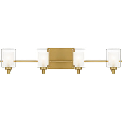 Quoizel Kolt 4Lt Bath Light, Gold/Clear /Sandblasted Interior - KLT8604BRGLED