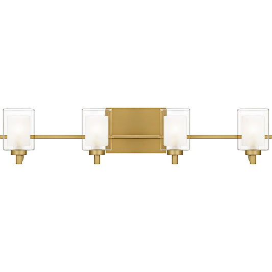 Quoizel Kolt 4Lt Bath Light, Gold/Clear /Sandblasted Interior - KLT8604BRGLED