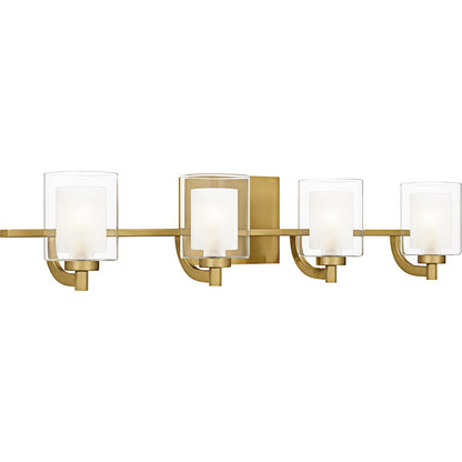 Kolt 4Lt Bath Light, Gold/Clear /Sandblasted Interior
