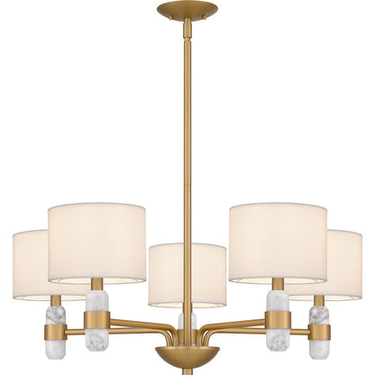 Quoizel Kimberly 5 Light Chandelier, Brass/Egg Shell Fabric - KMB5030BWS