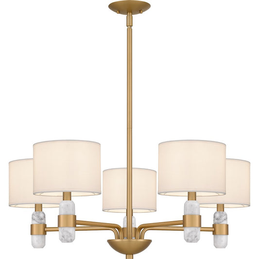 Quoizel Kimberly 5 Light Chandelier, Brass/Egg Shell Fabric - KMB5030BWS