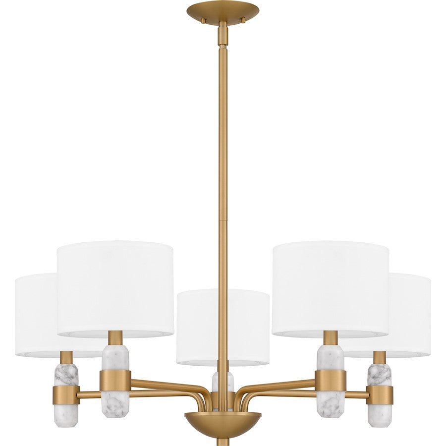 Kimberly 5 Light Chandelier, Brass/Egg Shell Fabric